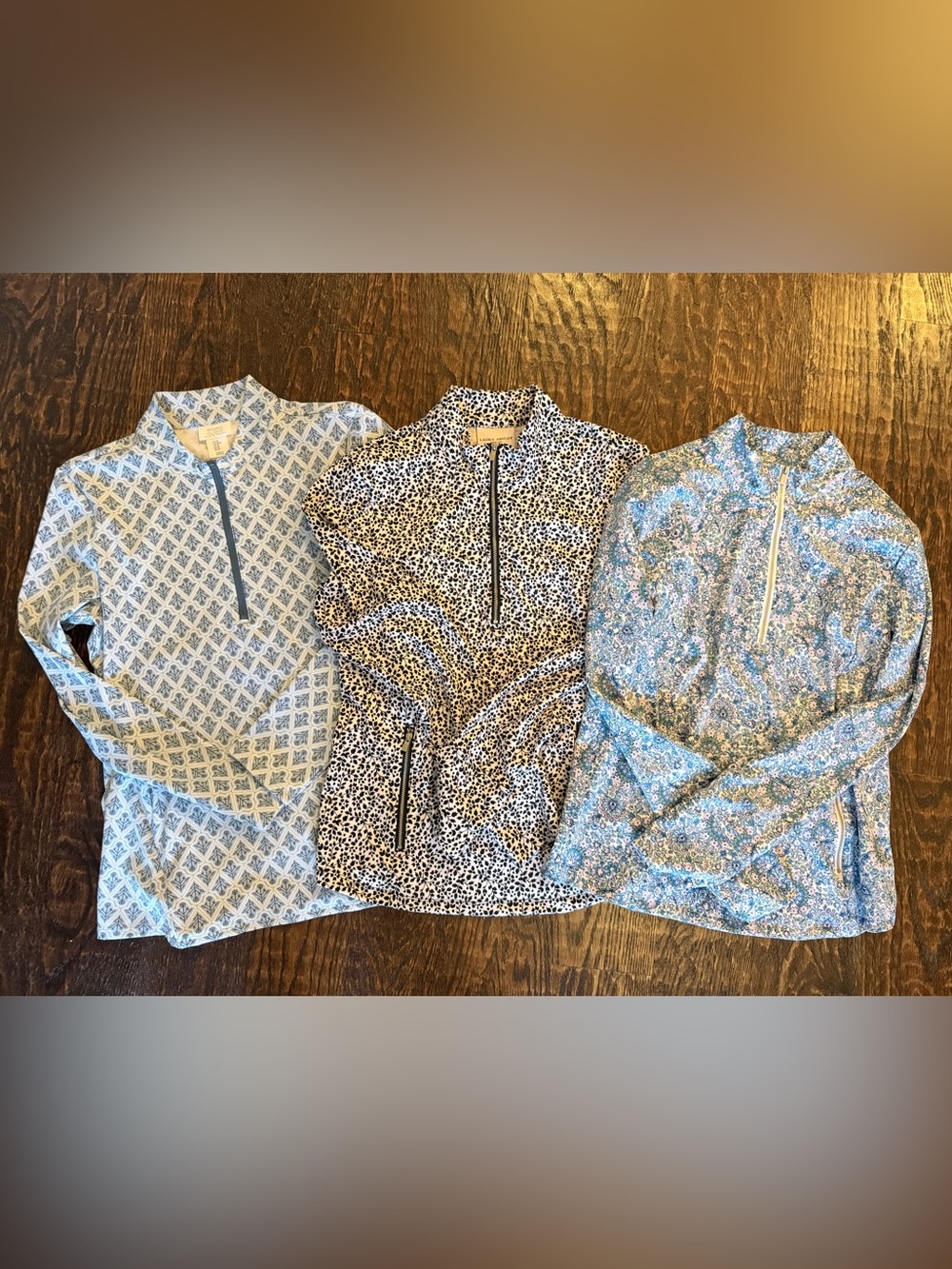 Two Laura Ashley tops and one Sigrid Olsen top : Blue/white/black  Half-Zip Tops